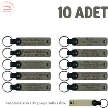 Kül Gri & Sütlü Kahve, Turnuvalar Için Üzerine Isim ve Özel Mesaj Yazılabilen, 10'lu Anahtarlık Set