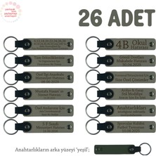Kül Gri & Yeşil, Öğretmeninden Mesajlı Karne Anı Anahtarlık 26’lı Set, Tüm Sınıfa Özel