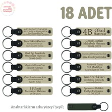 Sütlü Kahve & Yeşil, Öğrencilerin Birlikte Paylaşabileceği, 18'li Anahtarlık Set, Isme Özel Hatıra