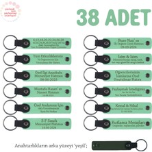 Açık Yeşil, Bebek Mevlidi Hatırası Için Isim Yazılı Anahtarlık 38’li Set, Gelen Konuklara Özel