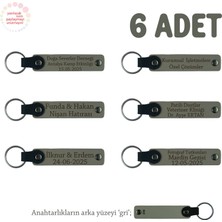 Kül Gri & Gri, Evlilik Yıldönümü Hediyesi, Isme Özel, 6'lı Hatıra Deri Anahtarlık Set