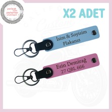 Mavi-Pembe, Rüzgar Destanı, Isim ve Plaka Için Motosiklet 2'li Anahtarlık, Erkeğe Yıldönümü Hediyesi