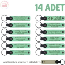 Açıkyeşil & Sütlükahve Mevlit Hatırası Için Üzerinde Isim Yazılabilen Hediyelik Anahtarlık 14’lü Set
