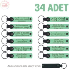Açık Yeşil & Siyah, Hoş Geldin Bebek Için Mesajlı Anahtarlık 34’lü Set, Konuklarınıza Özel Hediye