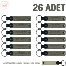 Kül Gri & Sütlü Kahve, Doğum Yapan Anneye Hediye, Ismine Özel 26'lı Hatıra Anahtarlık Seti