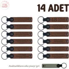 Açık Kahverengi & Gri, Mevlit Hatırası Için Üzerinde Isim Yazılabilen Hediyelik Anahtarlık 14’lü Set