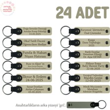 Sütlü Kahve & Gri, Doğa Yürüyüş Grubu Için Isim Yazlıabilen Hatıra Anı Anahtarlık 24’lü Set