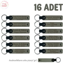 Kül Gri & Gri, 40 Uçurma Mevlüdü Için Üzerine Isim Yazılabilen 16'lı, Anı Anahtarlık Set