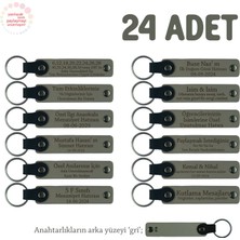 Kül Gri & Gri, Doğa Yürüyüş Grubu Için Isim Yazlıabilen Hatıra Anı Anahtarlık 24’lü Set