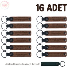 Açık Kahve & Lacivert, 40 Uçurma Mevlüdü Için Üzerine Isim Yazılabilen 16'lı, Anı Anahtarlık Set