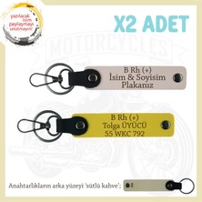 Şöförlere, Isim Plaka ve B Rh (+) Kan Grubu Yazılı Hediyelik Deri X2' Li Anahtarlık, Pudra-Sarı-Sk