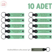 Açık Yeşil & Gri, Anaokulu Hatırası Için Kişiselleştirilmiş Anahtarlık 10’lu Set, Eğitim Hediyesi