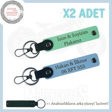 Kusursuz Hediye Tasarımı – Deri 2’li Anahtarlık Seti Kişiye Özel Seçenekli, Yeşil-Gök Mavi-Laci