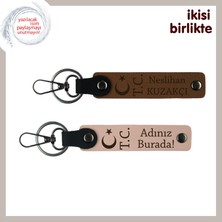 Sevgililer Gününe Özel, Ay Yıldız Tc Isimli 2’li Romantik Anahtarlık Takımı, Açık Kahve-Yavru Ağzı
