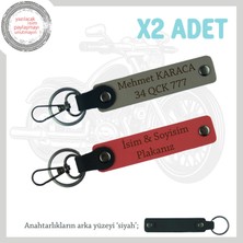 Kişisel Anahtarlık Set X2 – Taksi, Otomobil, Motosiklet Için Plaka & Isim, Nar Çiçeği-Kül Gri-Syh