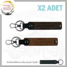 Motor Severlere, Isim Plaka ve B + Kan Grubu Yazılı Anlamlı Hediye X2 Anahtarlık, Kahve-K Kahve-Syh