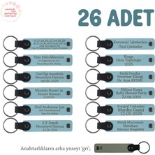 Gök Mavi & Gri, Plates Grubu Için Üzerinde Isim Yazılı Hediyelik Anahtarlık 26’lı Takım