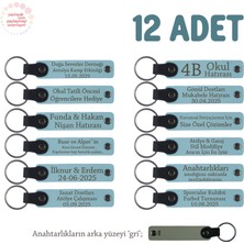 Gök Mavi & Gri, Sınıf Annelerinden Öğrencilere Hediyelik Hatıra, 12'li Isme Özel Anahtarlık Set