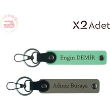 Arkadaşa Yılbaşı Armağanı, Isimli 2’li Anahtarlık Takımı, Kül Gri-Yeşil