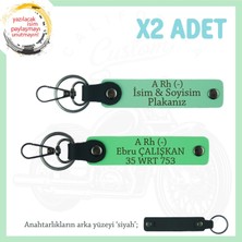 Motosiklet Aşıklarına Özel, Isim Plaka ve A Rh (-) Kan Grubu Yazılı X2 Anahtarlık, Yeşil-F Yeşil-Syh