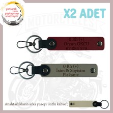 Hız Tutkunlarına Isim Plaka, 0 Rh (+) Kan Grubu Yazılı X2 Anahtarlık Seti Armağanı, Kül Gri-Bordo-Sk