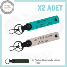 Araç ve Motor Sahipleri Için X2 Deri Anahtarlık – Plaka & Isim Özelleştirmeli, Pudra-K Turkuaz-Ysl