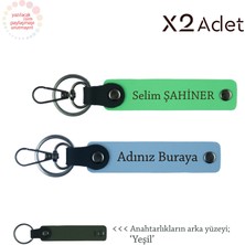 Kankaya Neşeli Dokunuş, Isim & Soyisim Yazılı 2’li Anahtarlık Seti, Gök Mavi-Fıstık Yeşil-Yeşil