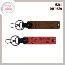 Kankaya Sıcacık Armağan, Üç Hilal, Isimli 2’li Anahtarlık Hediye Takımı, Açık Kahve-Nar