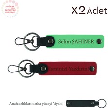 Komşuya Anlamlı Sürpriz, Isim & Soyisim Kişiselleştirilmiş 2’li Anahtarlık, Kırmızı-F Yeşil-Siyah