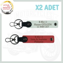 Nar Çiçeği-Beyaz, Hız Severlere Özel, Isim Plaka ve B Rh (-) Kan Grubu Yazılı 2'li Anahtarlık Set