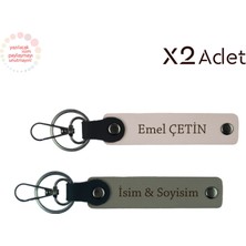 Hediye Arayanlara Kurtarıcı Fikir – Isimli 2’li Anahtarlık Takımı, Kül Gri-Pudra