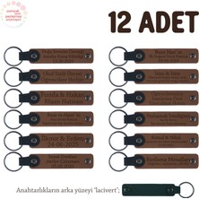 Açık Kahve & Lacivert, Babalar Günü Hediyesi, Kişiye Özel Isim Yazılı Anahtarlık 12' Li Set