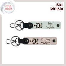 Sevgiliye Vatan Temalı, Ayyıldız Kurt Göktürk, Kişiye Özel Anahtarlık Hediyesi 2' Li, Beyaz-Pudra