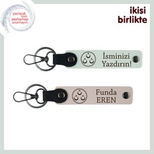 Sevgiliye Vatan Temalı Sürpriz, Üç Ayyıldızlı, Kişiye Özel Anahtarlık Hediyesi 2' Li, Beyaz-Pudra