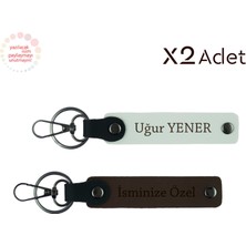 Sade Şıklıkta Anlam Yüklü Hediye – Isimli 2’li Anahtarlık Seti, Koyu Kahve-Beyaz