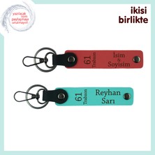 Yakın Arkadaşın Için Hazırlanmış Anlamlı Hatıra, 61 Desenli Deri Anahtarlık Set, Nar Çiçeği-Turkuaz