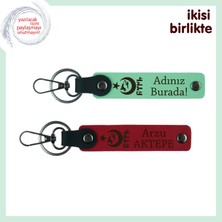 Öğretmenler Günü Için Anlamlı Hediye Ayyıldız Kurt Göktürk Temalı – Isimli Anahtarlık, Yeşil-Kırmızı