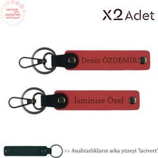 Teyzeye Romantik Jest, Isimli & Soyisimli 2’li Anahtarlık Seti, Nar Çiçeği-Lacivert