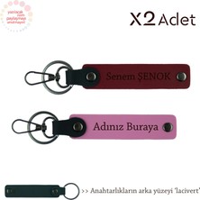 Yeni Evlilere Şık Sürpriz, Isimli 2’li Anahtarlık Takımı, Pembe-Bordo-Lacivert