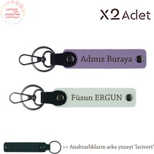 Sevgiliye 14 Şubat Armağanı, Isim Yazılı 2’li Anahtarlık Hediye Takımı, Mor Menekşe-Beyaz-Lacivert