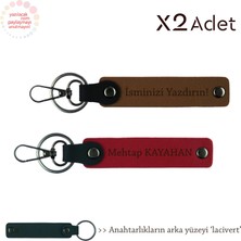 Isim Soyisim Yazılı 2’li Anahtarlık, Sevdiklerinize Anlamlı Bir Armağan, Açık Kahve-Kırmızı-Lacivert