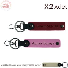 Doktora Yılbaşı Jest, Isimli & Soyisimli 2’li Anahtarlık Seti, Pembe-Bordo-Sütlü Kahve