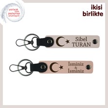 Aşkı ve Vefayı Simgeler – Evlilik Yıldönümüne Ay Yıldız Temalı Anahtarlık, Pudra-Yavru Ağzı