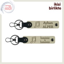 Duygularını Notalarla Ifade Edenlere, Isim Yazılabilir Deri Anahtarlık Seti, Sütlü Kahve-Sütlü Kahve