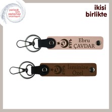 Temalı Seçkin Armağan – Ayyıldız Kurt Göktürk Isme Yazılabilir Deri Anahtarlık X2, Yavru Ağzı-Kahve