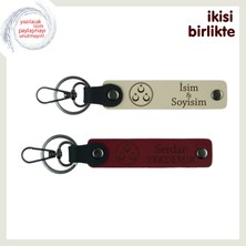 Romantik Ruhlu Sevgiliye Vatan Temalı Sürpriz – Deri Anahtarlık Seti X2, Sütlü Kahve-Bordo