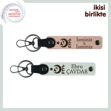 Anlam Yüklü Hatıra – Ayyıldız Kurt Göktürk Motifli Kişiye Özel Anahtarlık Takım, Yavru Ağzı-Beyaz