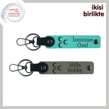 Sevgiliye Bir Hatıra – Üç Hilal Desenli Anahtarlık Takımı, Turkuaz-Kül Gri