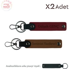 Sevdiklerine Ait Değerli Hediye – Kişisel Isimli 2’li Anahtarlık Seti, Açık Kahve-Bordo-Siyah
