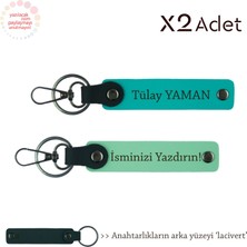 Kurumsal Çalışanlara Yılbaşı Jest, Isimli 2’li Anahtarlık Takımı, Yeşil-Koyu Turkuaz-Lacivert